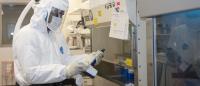 Researcher conducting experiments in the Ho lab
